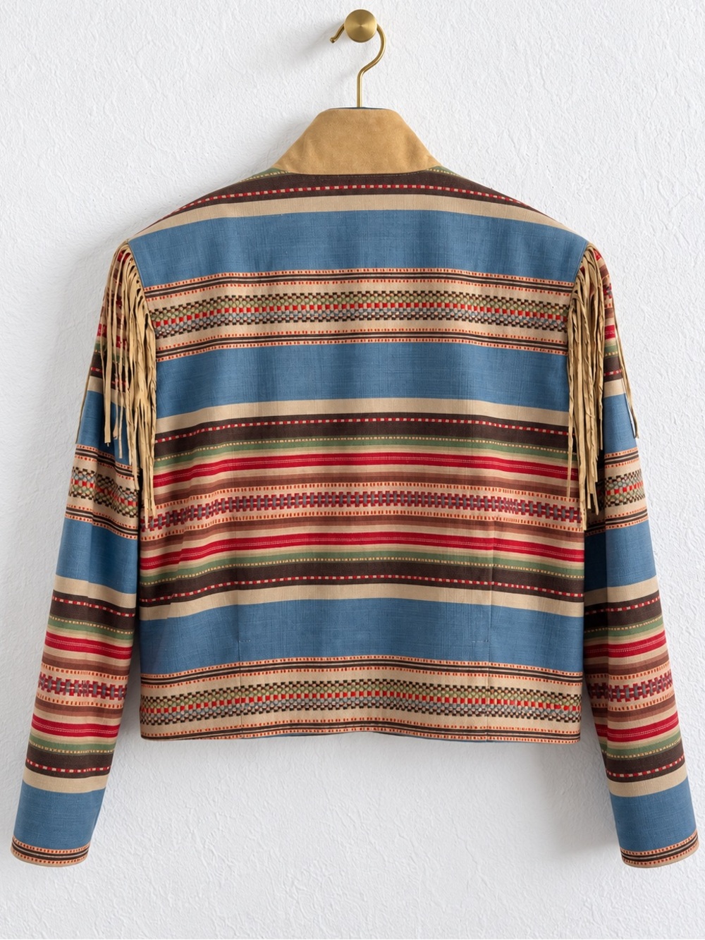Double D Ranch Wear Striped Fringe Western Ranch Rodeo Jacket large - Picture 3 of 8